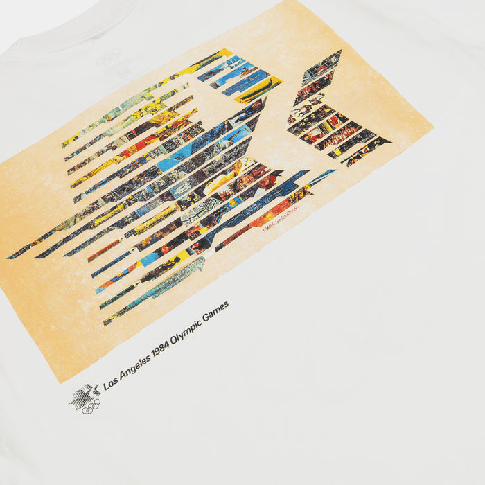 1984 Los Angeles Games Olympic Heritage Mens Short Sleeve Shirt (White/Blue)