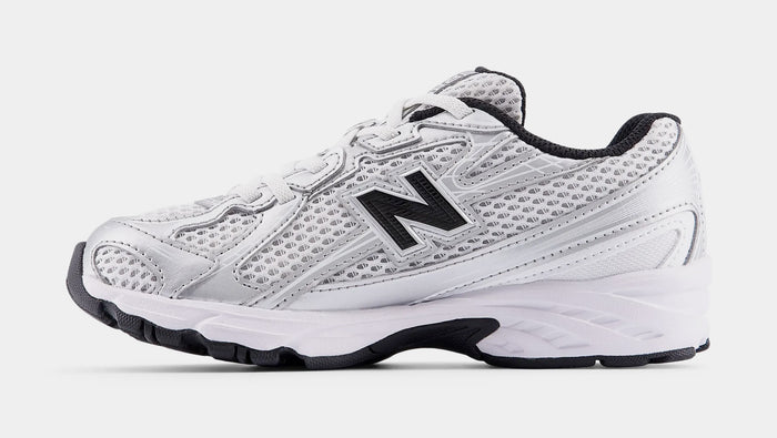 740 Bungee Lace Preschool Lifestyle Shoes (Silver Metallic/Black)