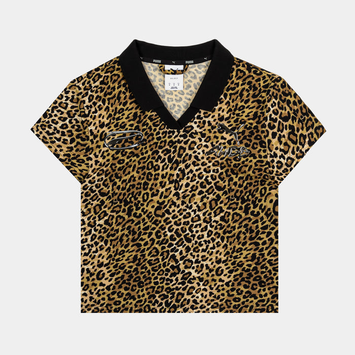 A$AP Rocky x Puma Leopard Baby Tee Womens Short Sleeve Shirt (Warm Beige/AOP)