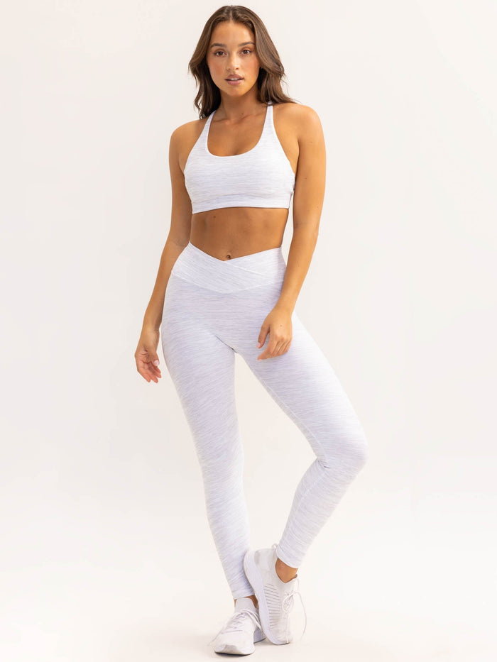 Activate Cross Over Scrunch Leggings - Snow Grey Marl Clothing Ryderwear