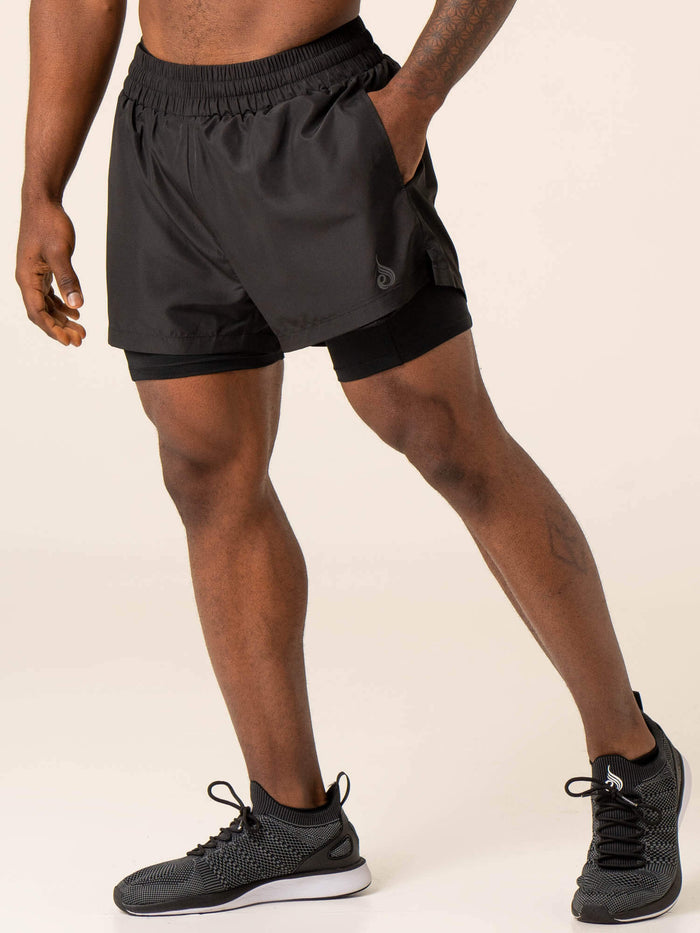 Advance 2 In 1 Training Short - Black Clothing Ryderwear