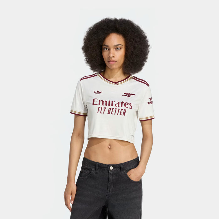 AFC Cropped 3 Stripes Womens Jersey (Cloud White/Team Coll Burgundy 2)