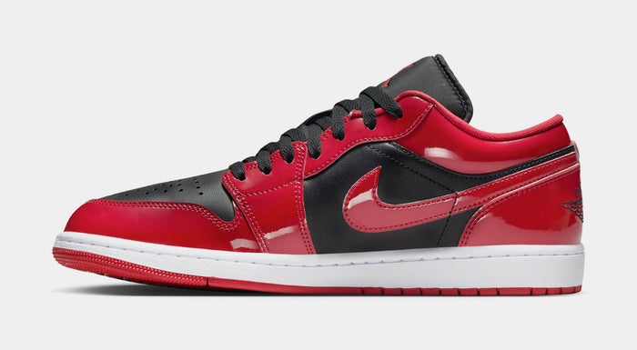 Air Jordan 1 Low Bred Patent Mens Lifestyle Shoes (Black/Vasity Red/White)