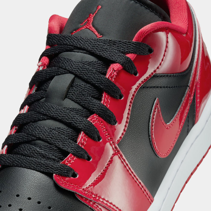 Air Jordan 1 Low Bred Patent Mens Lifestyle Shoes (Black/Vasity Red/White)