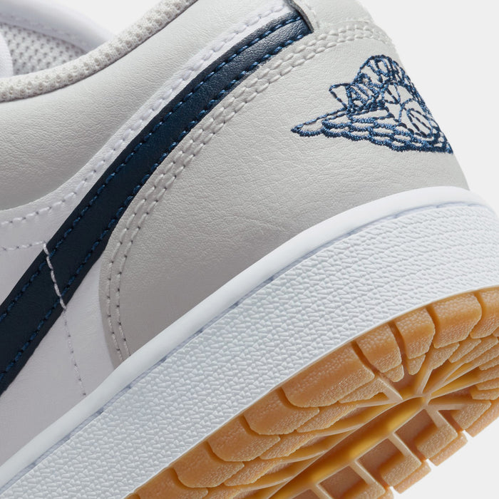 Air Jordan 1 Low Grade School Basketball Shoes (White/Midnight Navy/Neutral Grey)