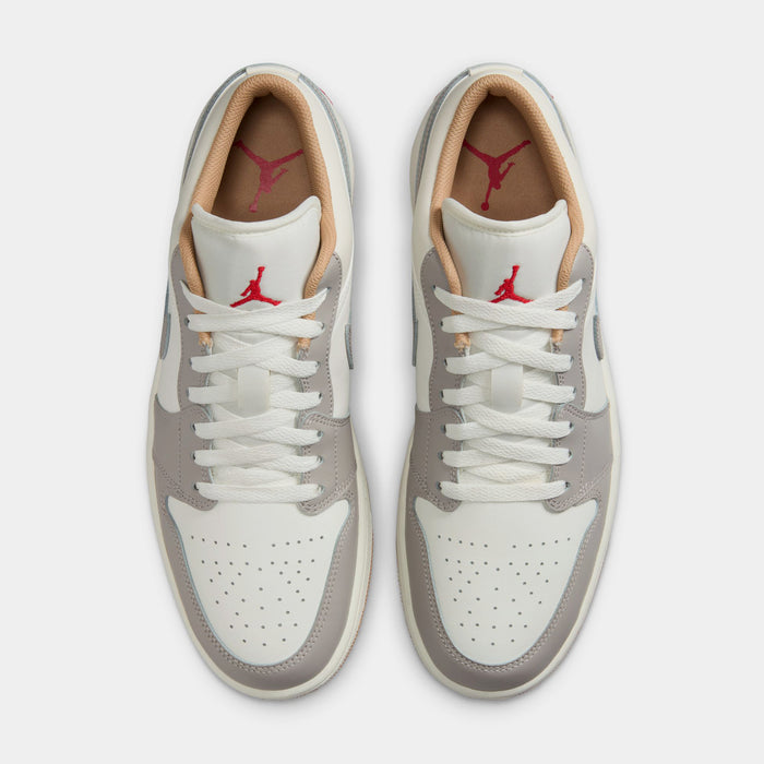 Air Jordan 1 Low Mens Lifestyle Shoes (Sail/Fire Red/College Grey/Hemp)