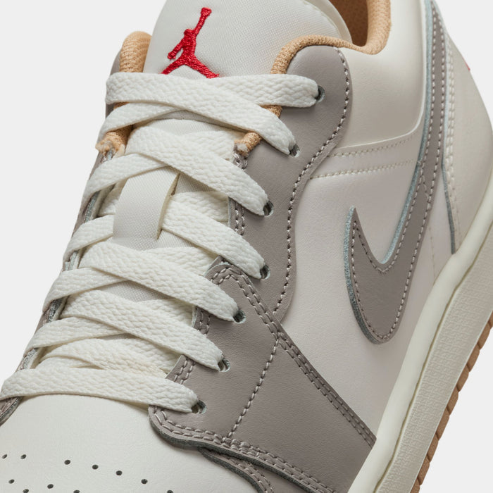 Air Jordan 1 Low Mens Lifestyle Shoes (Sail/Fire Red/College Grey/Hemp)