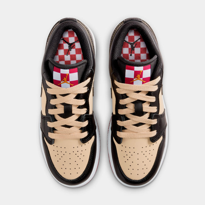 Air Jordan 1 Low SE Pizza Grade School Lifestyle Shoes (Sesame/Fire Red/White/Black)