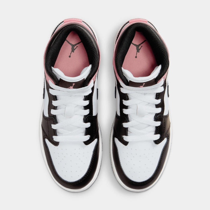 Air Jordan 1 Mid Grade School Lifestyle Shoes (White/Black/Rust Pink)