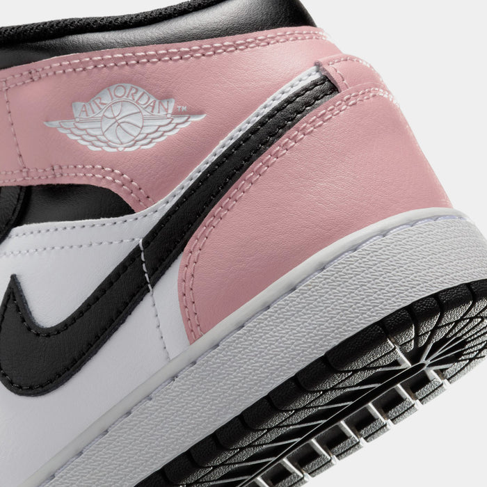 Air Jordan 1 Mid Grade School Lifestyle Shoes (White/Black/Rust Pink)
