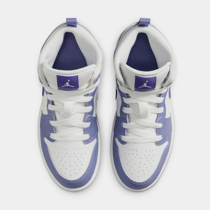 Air Jordan 1 Mid Preschool Lifestyle Shoes (Dusty Amethyst/White/Court Purple)