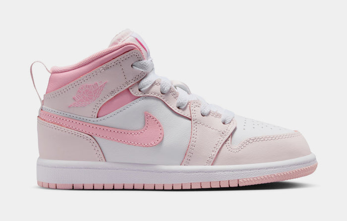 Air Jordan 1 Mid Preschool Lifestyle Shoes (Pearl Pink/White/Medium Soft Pink)
