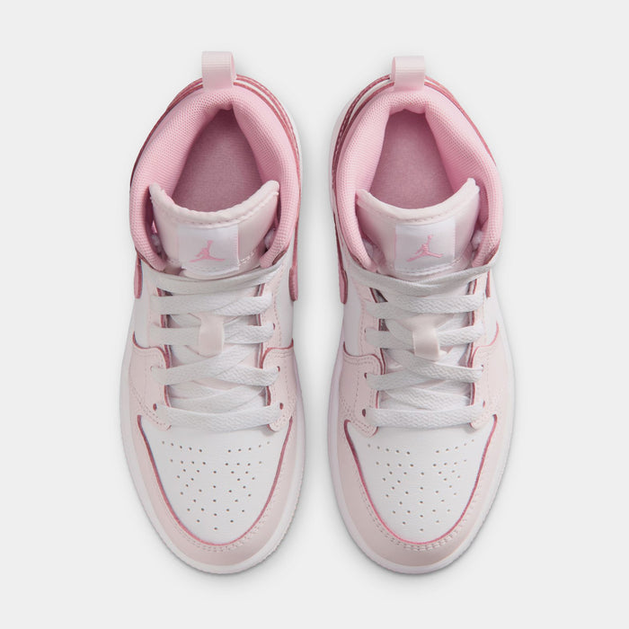 Air Jordan 1 Mid Preschool Lifestyle Shoes (Pearl Pink/White/Medium Soft Pink)