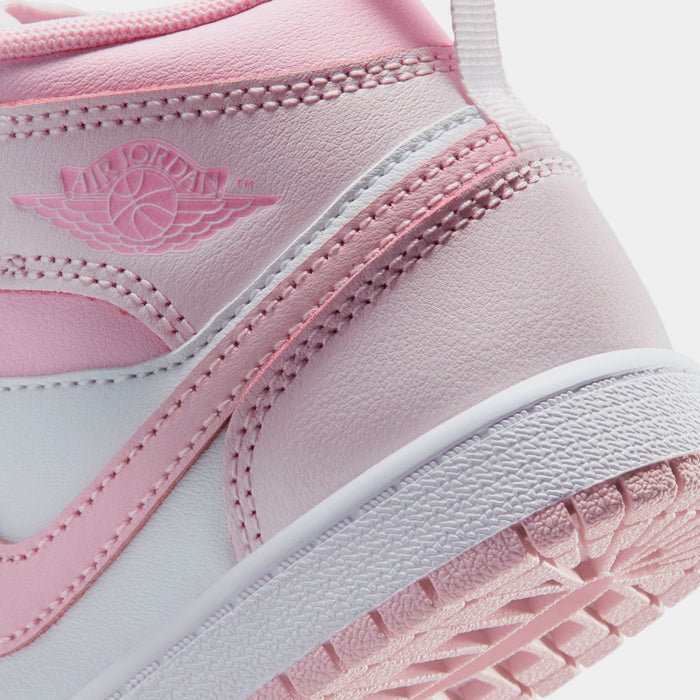 Air Jordan 1 Mid Preschool Lifestyle Shoes (Pearl Pink/White/Medium Soft Pink)