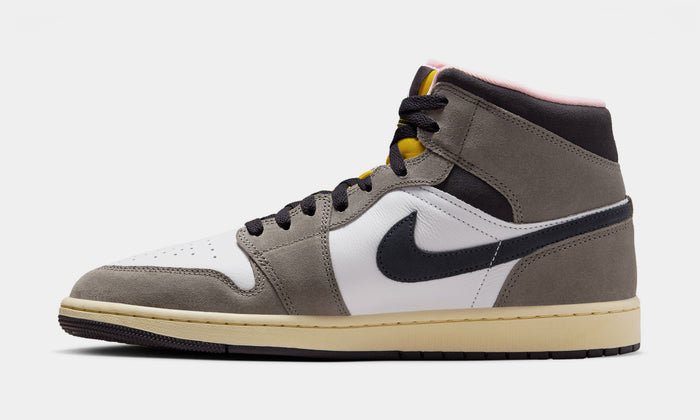 Air Jordan 1 Mid SE Cave Stone Mens Lifestyle Shoes (White/Cave Stone/Dark Sulfur/Oil Grey)