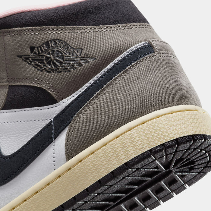 Air Jordan 1 Mid SE Cave Stone Mens Lifestyle Shoes (White/Cave Stone/Dark Sulfur/Oil Grey)