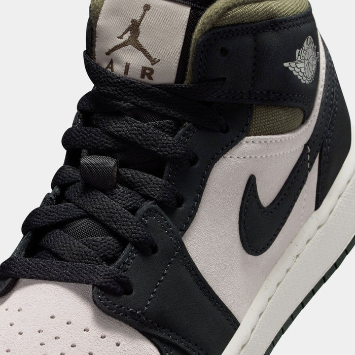 Air Jordan 1 Mid SE Grade School Lifestyle Shoes (Light Orewood Brown/Medium Olive/Sail/Off Noir)