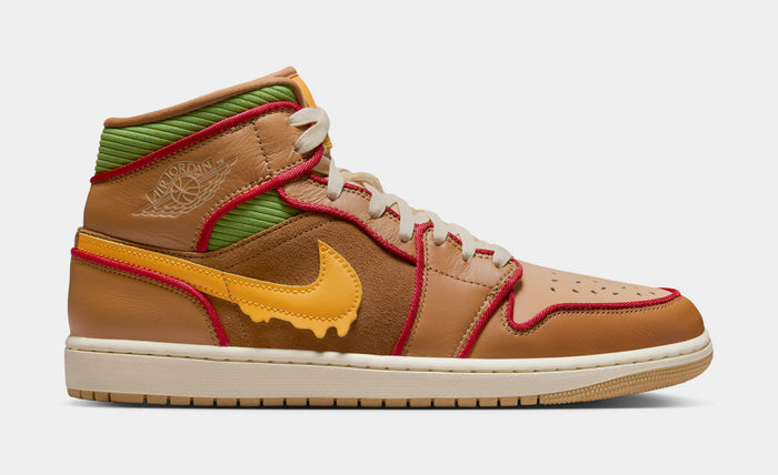 Air Jordan 1 Mid SE Mens Basketball Shoes (Flax/University Gold/Sesame/ Coconut Milk)