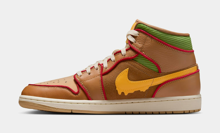 Air Jordan 1 Mid SE Mens Basketball Shoes (Flax/University Gold/Sesame/ Coconut Milk)