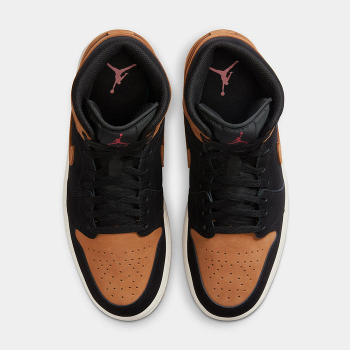 Air Jordan 1 Mid SE Mens Lifestyle Shoes (Black/Varsity Red/Sail/Flax)
