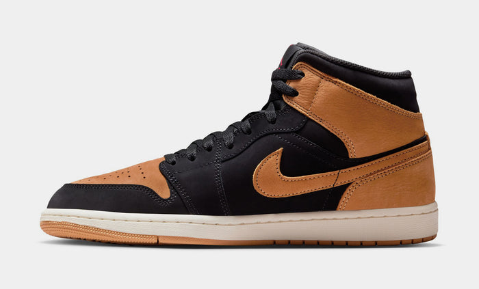 Air Jordan 1 Mid SE Mens Lifestyle Shoes (Black/Varsity Red/Sail/Flax)