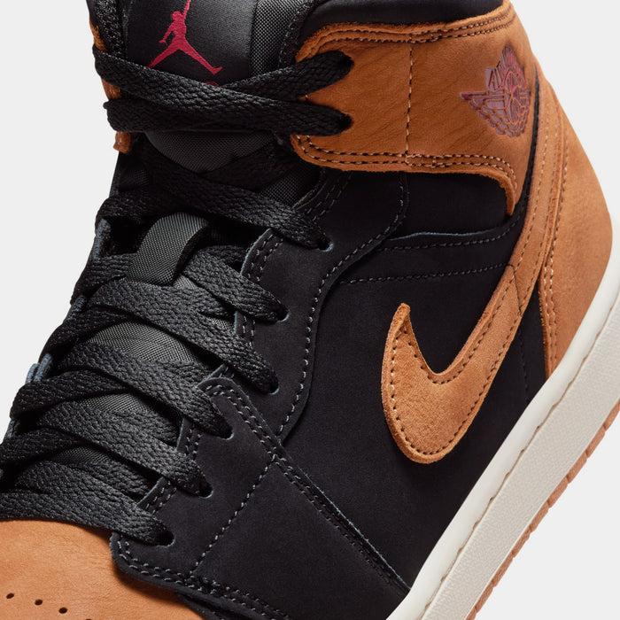 Air Jordan 1 Mid SE Mens Lifestyle Shoes (Black/Varsity Red/Sail/Flax)