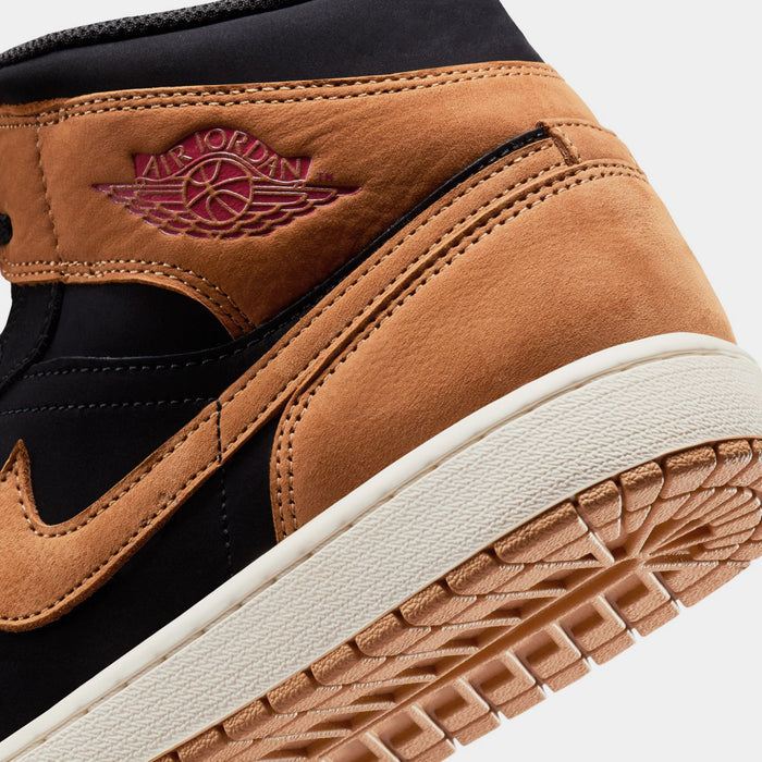Air Jordan 1 Mid SE Mens Lifestyle Shoes (Black/Varsity Red/Sail/Flax)