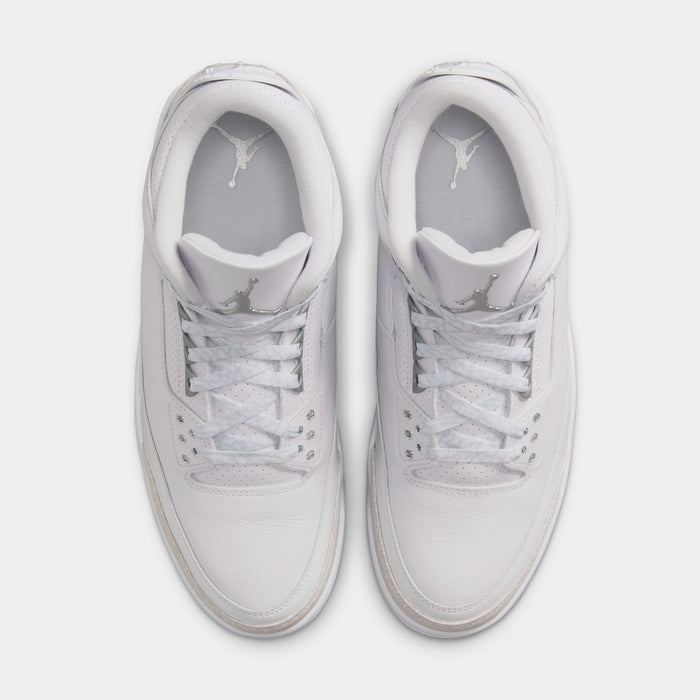 Air Jordan 3 Retro White And Silver Mens Lifestyle Shoes (White/Metallic Silver) Free Shipping