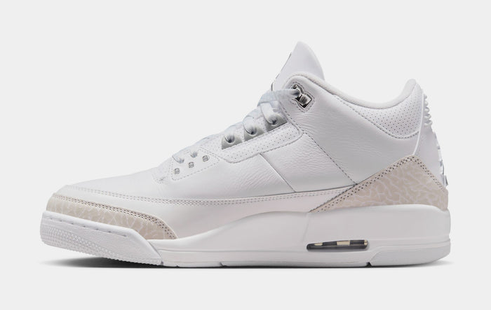 Air Jordan 3 Retro White And Silver Mens Lifestyle Shoes (White/Metallic Silver) Free Shipping