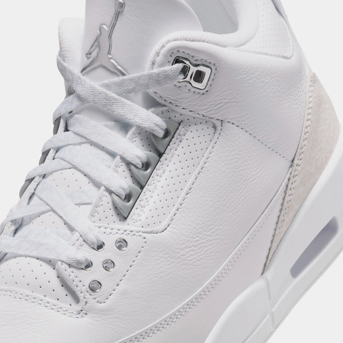 Air Jordan 3 Retro White And Silver Mens Lifestyle Shoes (White/Metallic Silver) Free Shipping