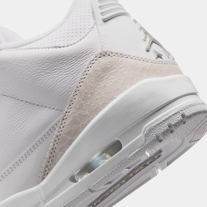 Air Jordan 3 Retro White And Silver Mens Lifestyle Shoes (White/Metallic Silver) Free Shipping