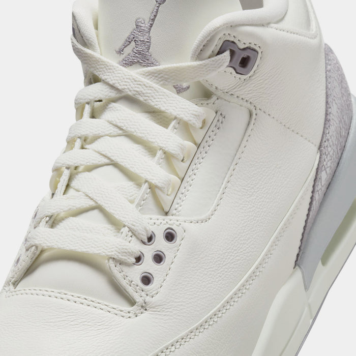 Air Jordan 3 Retro Womens Lifestyle Shoes (Sail/Cement Grey/Metallic Silver) Final Sale