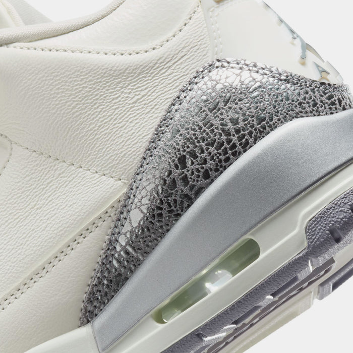 Air Jordan 3 Retro Womens Lifestyle Shoes (Sail/Cement Grey/Metallic Silver) Final Sale