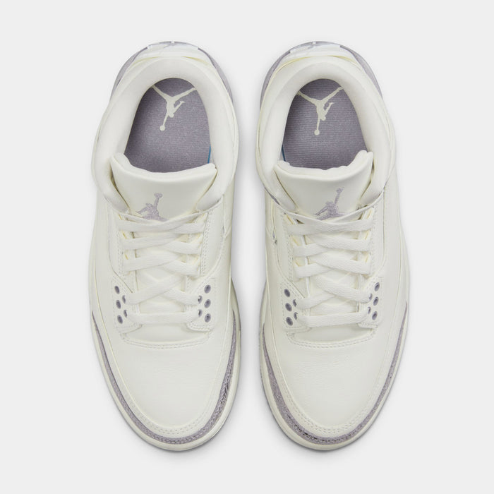 Air Jordan 3 Retro Womens Lifestyle Shoes (Sail/Cement Grey/Metallic Silver) Final Sale