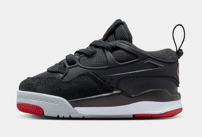 Air Jordan 4 Infant Toddler Lifestyle Shoes (Black/Wolf Grey/White/Varsity Red)