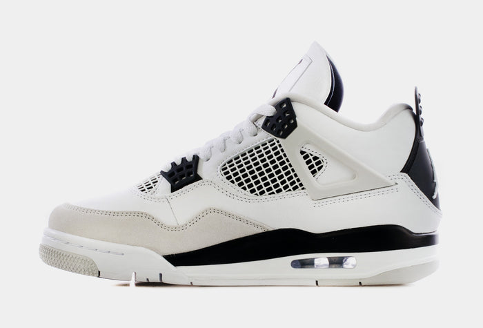 Air Jordan 4 Retro Military Black Mens Lifestyle Shoes (White/Black) Limit One Per Customer