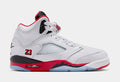 Air Jordan 5 Retro Fire Red Grade School Lifestyle Shoes (White/Fire Red/Black)