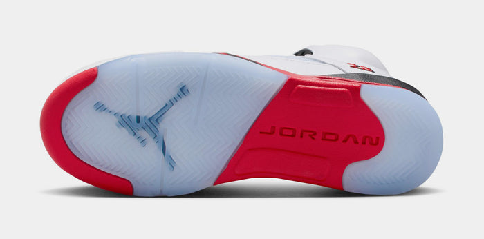 Air Jordan 5 Retro Fire Red Grade School Lifestyle Shoes (White/Fire Red/Black)