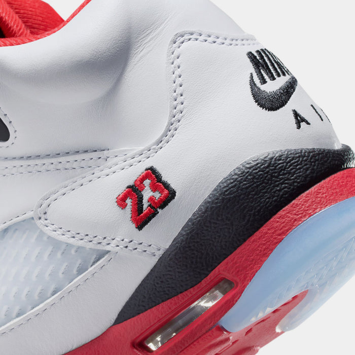 Air Jordan 5 Retro Fire Red Grade School Lifestyle Shoes (White/Fire Red/Black)