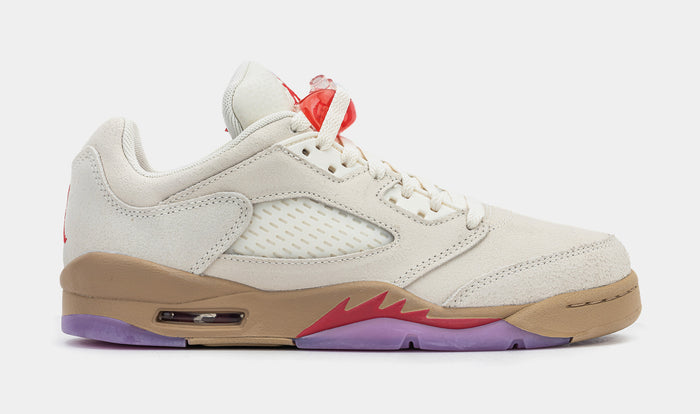 Air Jordan 5 Retro Low Grade School Lifestyle Shoes (Pale Ivory/Fusion Red/Desert)