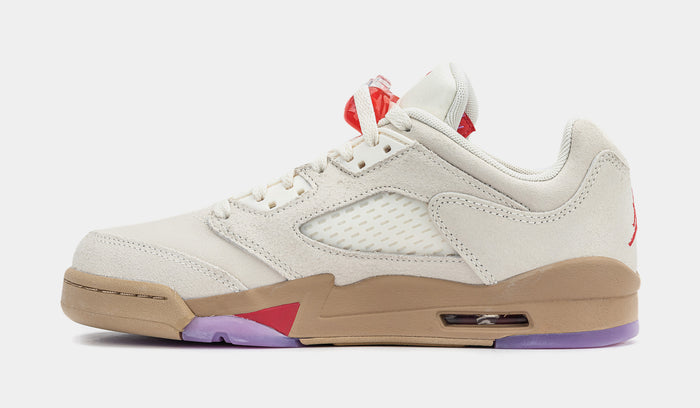 Air Jordan 5 Retro Low Grade School Lifestyle Shoes (Pale Ivory/Fusion Red/Desert)