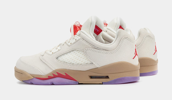 Air Jordan 5 Retro Low Grade School Lifestyle Shoes (Pale Ivory/Fusion Red/Desert)