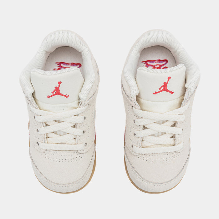 Air Jordan 5 Retro Low Infant Toddler Lifestyle Shoes (Pale Ivory/Fusion Red/Desert)