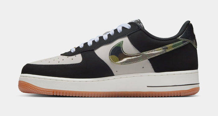 Air Force 1 Low Camo Swoosh Mens Lifestyle Shoes (White/Gum Medium Brown/Summit White/Black)