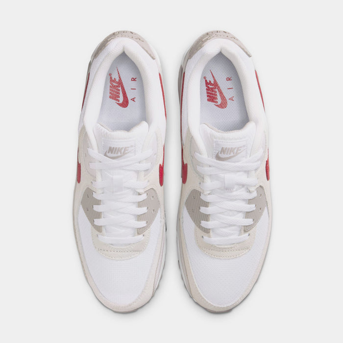 Air Max 90 Mens Running Shoes (White/College Grey/Vast Grey/University Red) Final Sale
