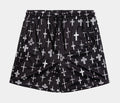 All Over Print Crosses Mesh Mens Shorts (Black/Grey)