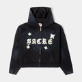 Angel Soft Zip Up Womens Hoodie (Black/Cream)