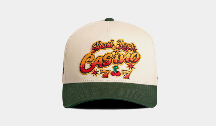 Bad Luck Casino Snapback Mens Hat (Beige/Green)