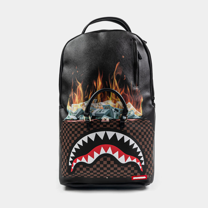 Bag Of Money On Fire Mens Backpack (Black/Brown)