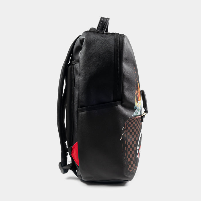 Bag Of Money On Fire Mens Backpack (Black/Brown)